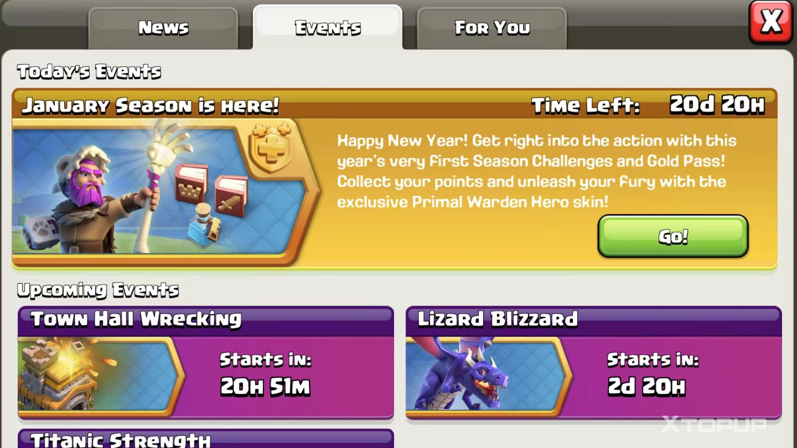 Clash of Clans events and season pass