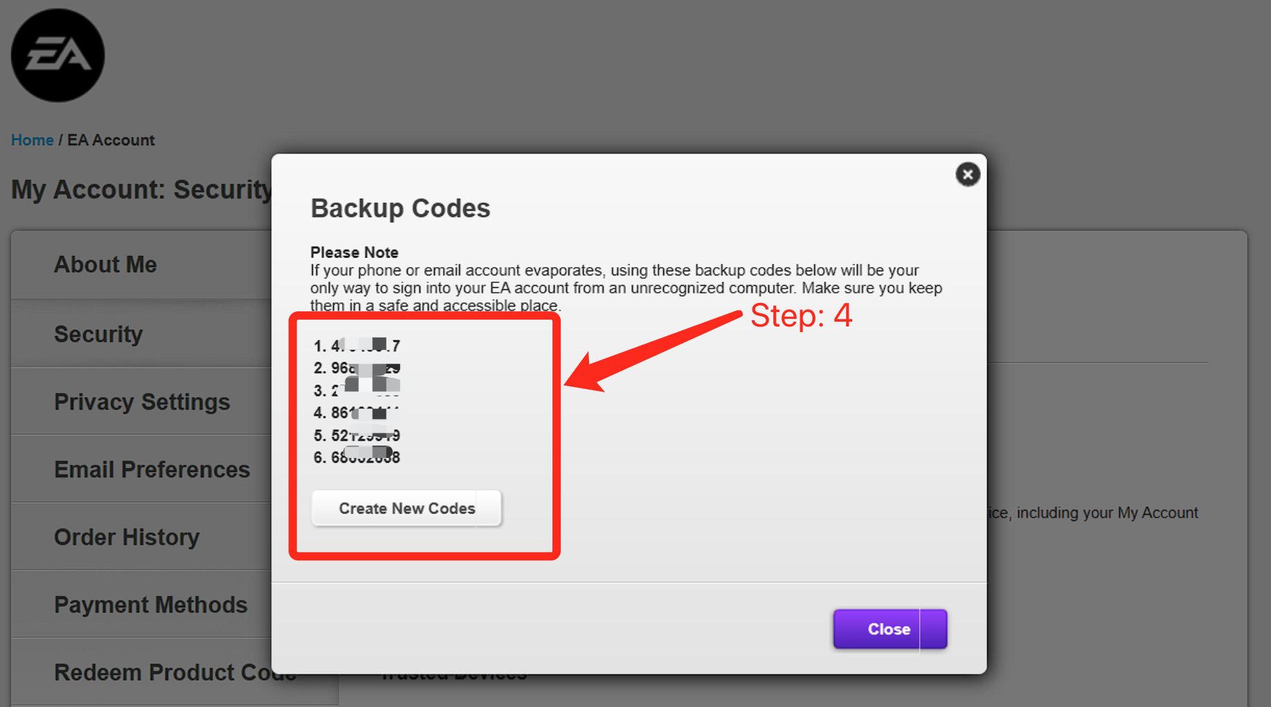 Tingnan ang mga Backup Code
