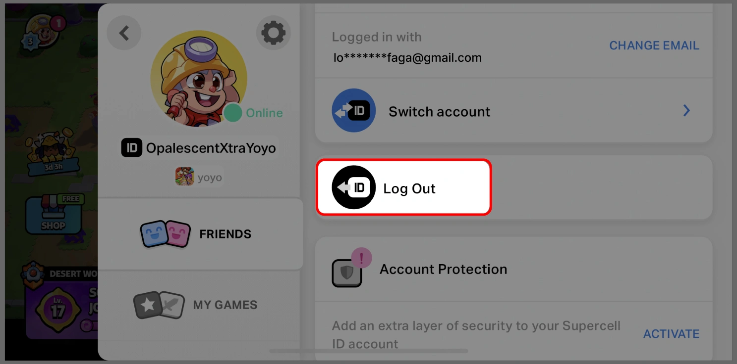 Logout Supercell ID